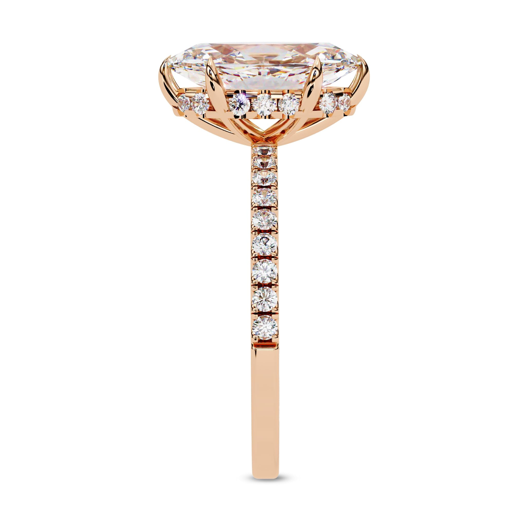 AFFY Hidden Halo Solitaire Engagement Ring for Women Center 12x6mm Marquise and Round Cut Lab Created Moissanite Ring Jewelry Gift for Her In 10K Solid Rose Gold Size-10
