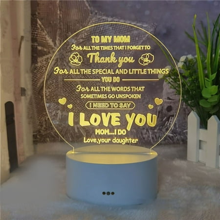 

Finelylove Mother s Day Gift-LED Acrylic 3D Mother s Day Greeting Gift Light Acrylic Greeting Mother s Day Gift Atmosphere Light (White Warm Light)