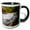Black/White, variant on 3drose, Key West, Florida. Sunrise Over the Atlantic from Higgs Beach Pier., 11oz Two-tone Red Mug