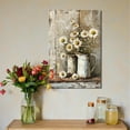 thumbnail image 2 of Framed Rustic Farmhouse Floral Daisy Canvas Wall Art, Farmhouse Bathroom Decor Wall Art Prints Rustic White Daisy Flower Bedroom Pictures Country Flower Wall Decor for Living Room 12x16inch, 2 of 5