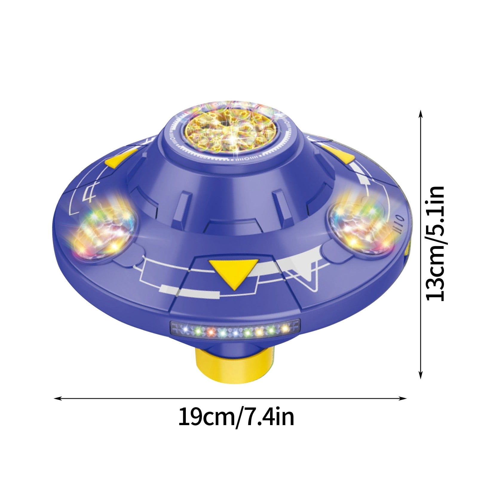 UFO Bubble Machine, Automatic Rotating Bubble Blower with LED Firework Light Effect and Obstacle Avoidance, Electric Bubble Maker with 80ml Bubble Solution for Party Event (Blue)