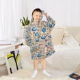 thumbnail image 6 of FORMRS Wearable Blanket Hoodie with Sleeves for Kids Cozy Flannel Sweatshirt, Blue Dice Pattern, 6 of 7