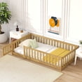 thumbnail image 2 of Sesslife Twin Size Floor Bed, Wood Toddler Bed with Salts, Fence Guardrail and Door, Twin Platform Bed, Montessori Bed for Kids, Boys, Girls, No Box Spring Needed, Natural, 2 of 9