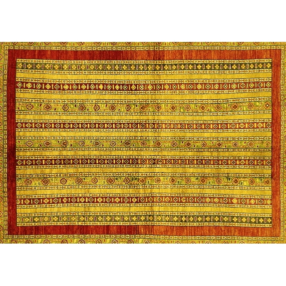 Ahgly Company Indoor Rectangle Abstract Yellow Modern Area Rugs, 8' x 10'