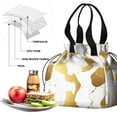 thumbnail image 4 of Gold and White Marble Drawstring Lunch Bag Women - Drawstring Lunch Bag Insulated for Work Office - Stain-Resistant Large Lunchbags for Women with Multi-Pockets, 4 of 6