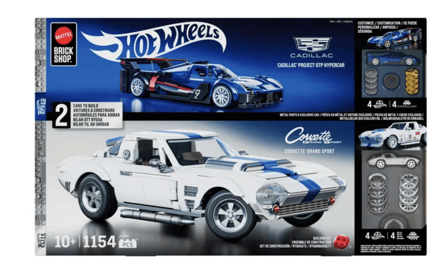 Mattel Brick Shop Hot Wheels Cadillac GTP & Corvette Bundle