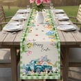 thumbnail image 4 of Easter Table Runner - 60 Inch Long Green Plaid Blue Truck Eggs Bunny Rustic Cotton and Linen Blended Dress Scarves Farmhouse Table Runner for Kitchen Dining, Coffee Table, 13" x 60", 4 of 8