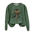 thumbnail image 2 of Tdoqot Womens Easter Shirts 2024- Casual Crewneck Spring Clothes Pullover Long Sleeve T Shirts Tops Army Green Size 2XL, 2 of 3