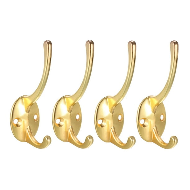 4 unids dual punta de punta ganchos de pared utilitario montado en la pared gancho de oro 87mm x 29 mm x 42mm