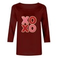 thumbnail image 4 of Yteetum Valentine's Gifts Women's 3/4 Sleeve T Shirts Top Oversized Crewneck Valentines Graphic Print Short Sleeve Shirt Womens Casual Solid Round Neck Loose Three Quarter Sleeve Shirt Spring Clothes, 4 of 6