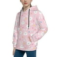 thumbnail image 2 of Fotbe Easter Cute Rabbit Pattern Youth Pullover Hooded Sweatshirt, Boys Hoodie, Kangaroo Pocket Hoodie for Kids Girls -Large, 2 of 6
