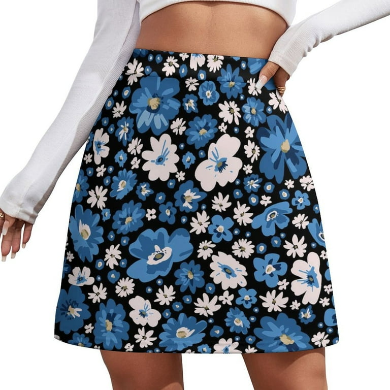 2024 Daisies Floral Skirt Cute Flowers Print Vintage Mini Skirts Summer High Waist Pattern Harajuku Casual Skirt 2XL 3XL 4XL