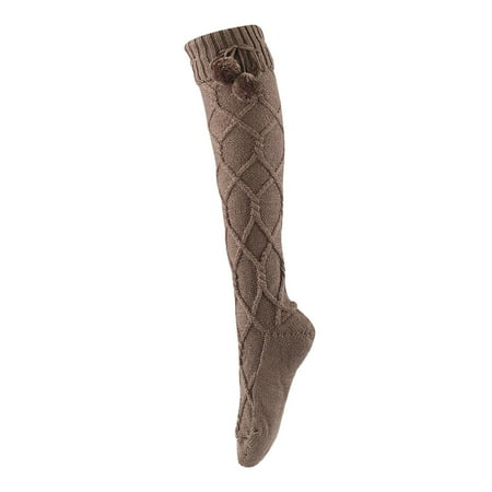 

Women Gifts Solid Knee-high Socks Casual Winter Warm Cotton Socks Knit Soft Lengthened Socks