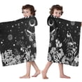 thumbnail image 4 of Black Gothic Sun Moon Flower Pattern Hooded Bath Towel，50"x30" for Ages 3 To 12 Kids, Quick Dry Lightweight Soft Microfiber Hood Beach Towel Cover Up for Kids, 4 of 7