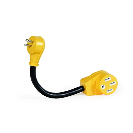 Camco 55168 RV 12" 50-Amp Female/15-Amp Male PowerGrip Dogbone Electrical Adapter with Handle