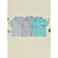 thumbnail image 3 of CocMouse Baby Boys Shirts Short Sleeve Soccer Embroidery Button Front Shirts, 3 of 9