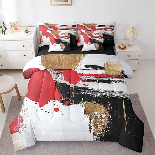 Erosebridal Splash Bedding Sets Twin Size,Abstract Artwork Comforter Sets With Sheets,Gradient Decoration,Reversible,Breathable,7Pcs
