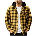 thumbnail image 2 of Men's Plaid Hooded Flannel Shirt Jacket, Patchwork Long Sleeve Button Down Casual Shacket With Chest Pocket, Size S-3XL, 2 of 9