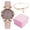 Pink, variant on Xinyolin 1 Set Quartz Watch Round Dial Rhinestone Inlay Soft Strap Rich Color Optional Wrist Wear Fashion Ladies Casual Watch Bracelet Two-Piece Set Birthday Gift