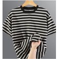 thumbnail image 2 of Men's Heavyweight Striped T-Shirt, Relaxed Cotton Crewneck Tee with Black and White Stripes, 2 of 9