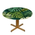 thumbnail image 3 of GOSMITH Palm Leaves Hawaiian Monstera Banana Leaves Waterproof Round Tablecloth White, 3 of 7
