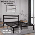 thumbnail image 4 of Golden Gate Beds Metal Platform Bed Frame with Headboard, Heavy Duty Steel Slats, No Box Spring Required, Noise-Free, Easy Assembly, Minimalist Design with Under-Bed Storage - Queen size,Black Finish, 4 of 7