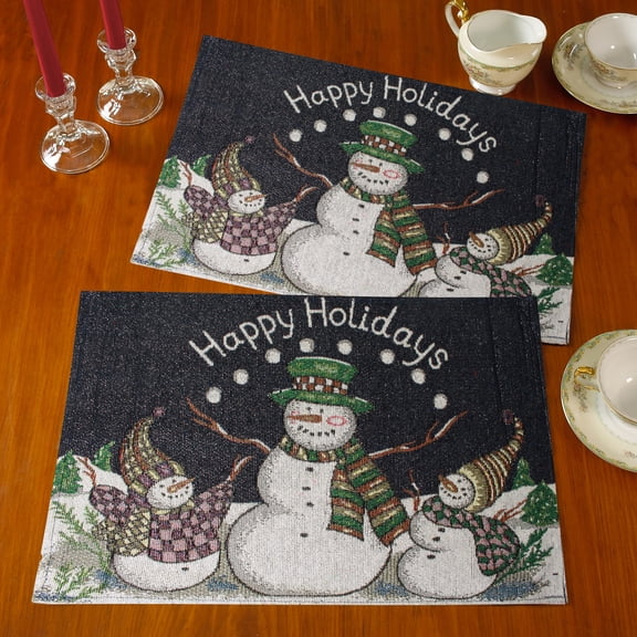Christmas Holiday Season Decorative Cotton Woven Tapestry Placemats Set of 4