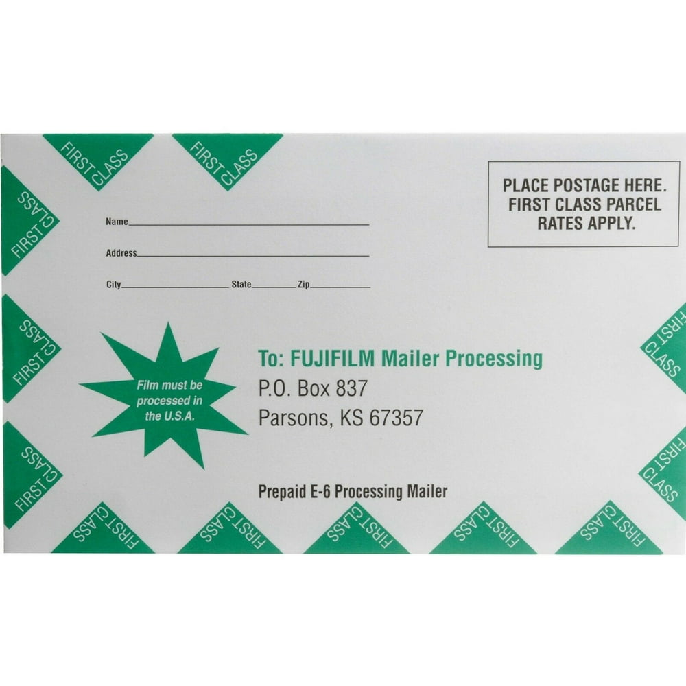 2 x Fujifilm 35mm or 120mm E6 Film PrePaid Processing Mailer