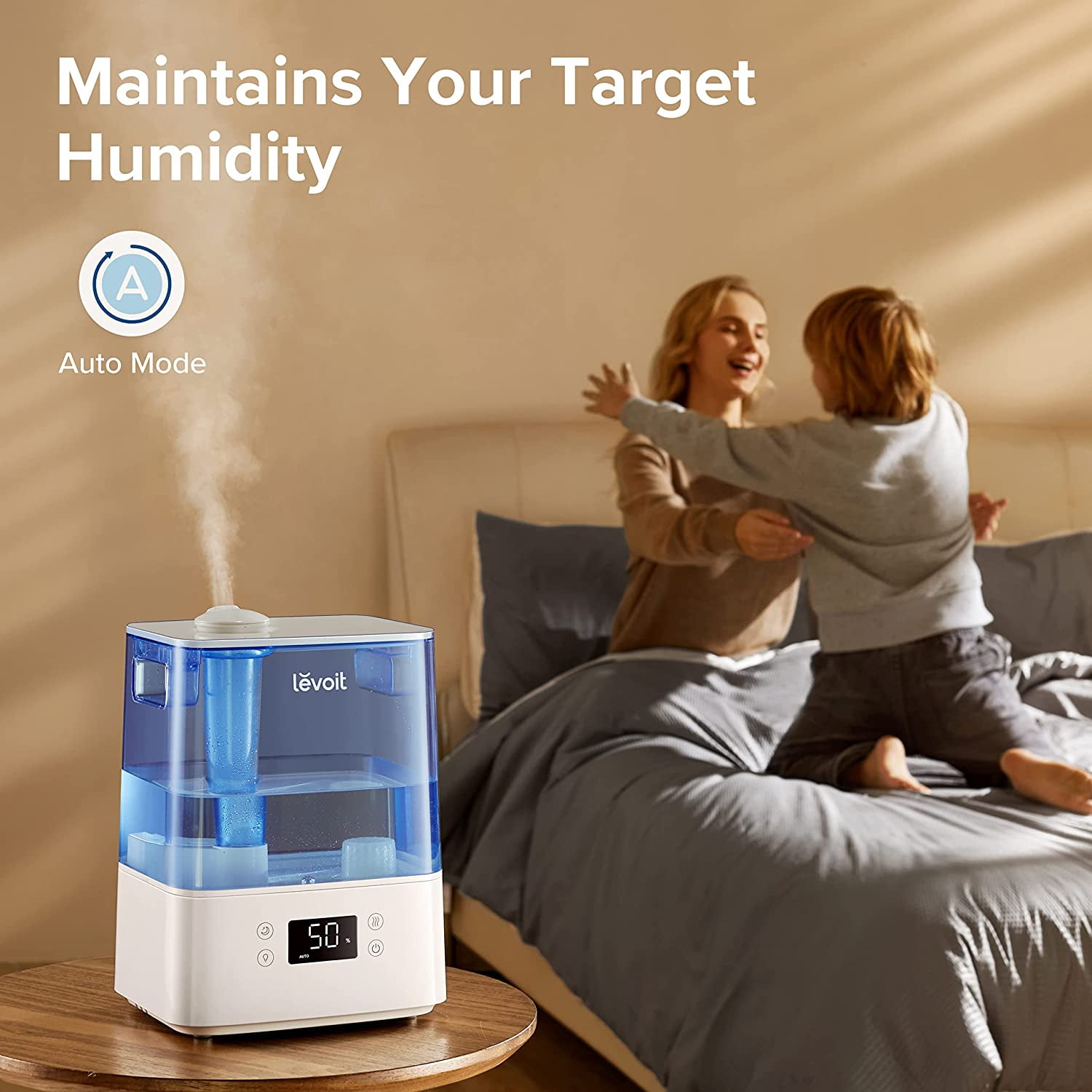 LEVOIT Humidifier for Bedroom, Warm and Cool Mist Humidifiers for Plants,  Large Room, 6L Air Humidifier with RC, Essential Oil, Filterless, Auto  Mode, Up to 60h, Display Off, Black
