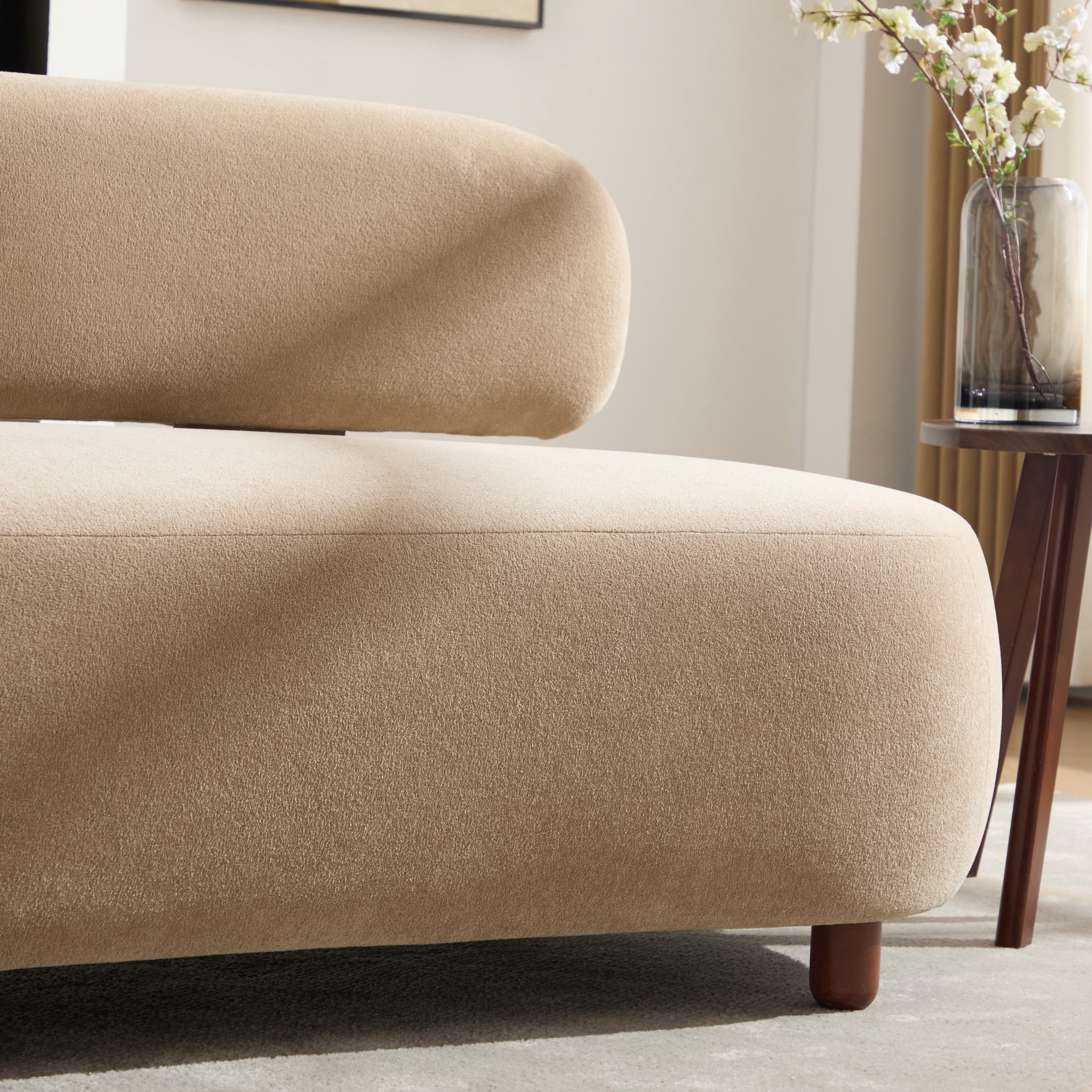 Christopher Knight Home 66" Modern Curved Velvet Sofa with Oval Back for Living Room, 3 Seats, Nomad