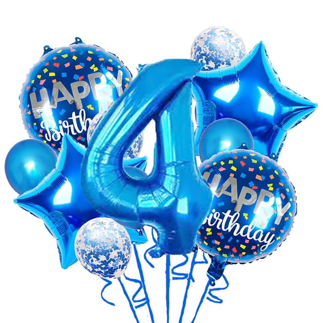 Set de globos Chaungfu de 11 piezas azul para 4.º cumpleaños