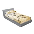 thumbnail image 2 of Asian Themed Fitted Sheet & Pillow Sham Set, Gradient Color Inspired Leaves and Root Structure Look Travelers Print, Decorative Printed 4 Piece Bedding Decor Set, Twin, Brown and Cream, by Ambesonne, 2 of 3