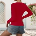 thumbnail image 3 of SGMVNU Women's Button Square Neck Ribbed Knit Sweaters Soft Lightweight Basic Sweater Long Sleeve Pullover Top 2025 Fall Tops Red L, 3 of 8