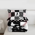 thumbnail image 4 of Baseball Comforter Set Softball Bedding Set Sports Game Quilted Comforter Patchwork Down Comforter Soft Warm Duvet Insert for All Season, Red Black Gray Full Size, 4 of 7