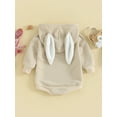 thumbnail image 3 of Bagilaanoe Newborn Easter Clothes Baby Girl Hood Romper Sweatshirt Long Sleeve Bodysuits Letter Print Pullover 3M 6M 12M 18M Infant Casual Tee Tops, 3 of 8