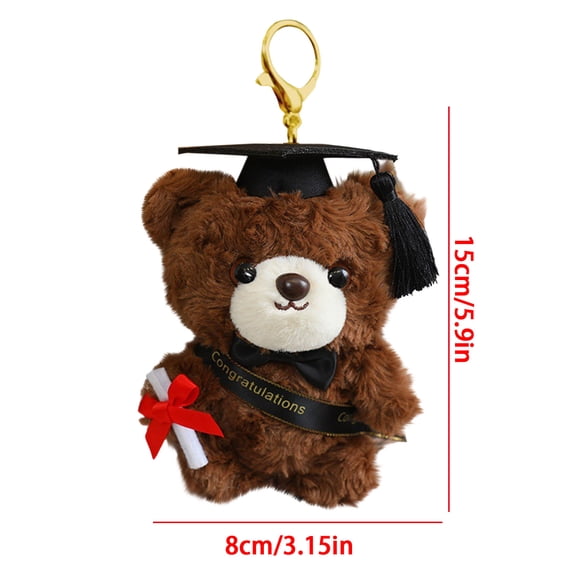 Graduation Bear Keychain PhD Cap Teddy Bear Small Stuffed Doll with Mortarboard Cute Plushie Bag for Backpack Purse
