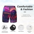 thumbnail image 2 of Kdxio Western Style Dinosaur Print Men's Swim Trunks with Compression Liner 7 Inch Inseam Quick Dry Swim Shorts, 2 of 5
