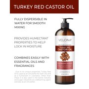 Castor Oil Turkey Red by Velona - 16 fl oz | 100% Pure and Natural Carrier Oil | Cold Pressed | Hair, Body and Skin Care | Use Today - Enjoy Results