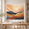 thumbnail image 5 of Stylized Waves Forming Layered Mountains with a Glowing Sun, Serene Abstract for Art Lovers, Modern Landscape Wall Decor, Housewarming Gift, Tapestry Wall Hanging for Bedroom and Living Room, 5 of 7