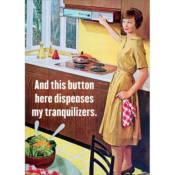 RSVP Button Dispenses Tranquilizers Funny / Humorous Feminine Birthday Card for Her : Woman : Women