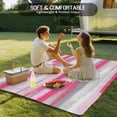 thumbnail image 4 of Pink Gray Stripes Outdoor Rug for Patio/Deck/Porch, Non-Slip Large Area Rug 3 x 5 Ft, Watercolor Modern Abstract Minimalist Indoor Outdoor Rugs Washable Area Rugs, Camping Rug Carpet Runner, 4 of 8