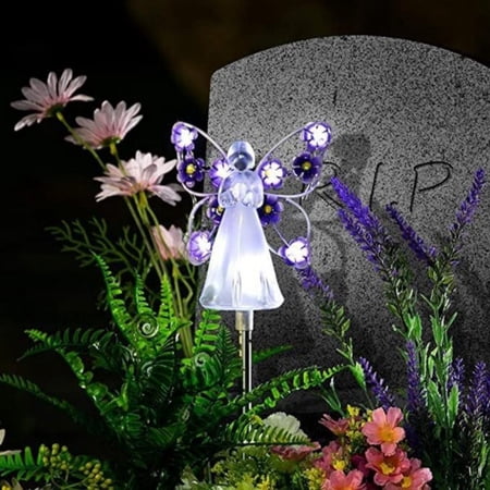 Memorial Day Garden Angel Stake Lights Angel Garden Outdoor LED Lights  Eternal Light with 7 LEDs for Cemetery Grave Decorations  Memorial Gift  Christmas Memorial Present Yard Patio Art