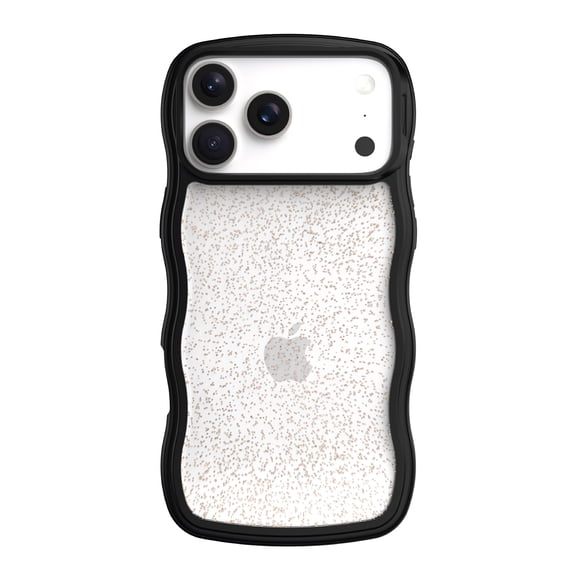 onn Wavy Grip Phone Case for iPhone 17 Pro Max - Black/Gold Glitter