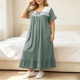 thumbnail image 6 of SELONE Long Nightgowns for Women Short Sleeve Plus Size Lace Maxi Sleep Shirt Ruffle Bow Long Dress Casual House Dress, 6 of 6