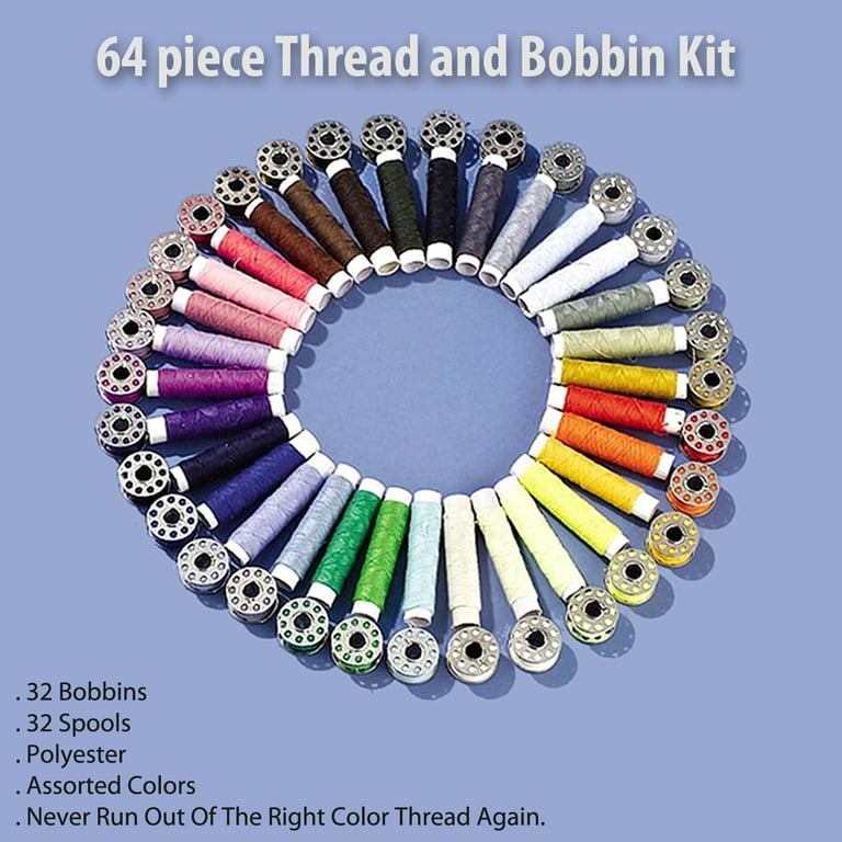 Sewing Machine Thread Assortment Kit Bobbins Sewing Threads Assortment Set  With Case Prewound Bobbin Threader Set With Case For