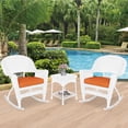 thumbnail image 3 of Jeco 3 Piece Rocker Wicker Chair Set in White with Orange Cushion, 3 of 12