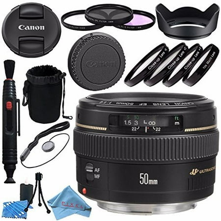 Canon EF 50mm f/1.4 USM Lens 2515A003 + 58mm 3pc Filter Kit + 58mm Macro Close Up Kit + Lens Cleaning Kit + Lens Pouch + Lens Pen Cleaner + 58mm Tulip Lens Hood