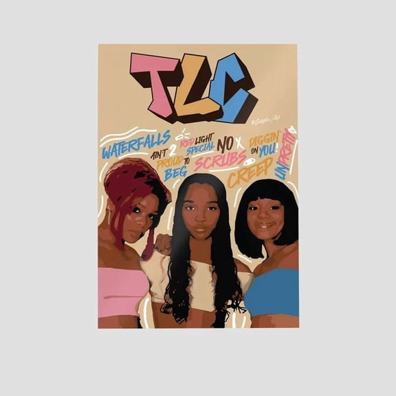 Music Poster - TLC Band 90s Retro Style - Size 24x36 - Postora