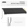 thumbnail image 4 of 10x8 ft Retractable Awning, UV Resistant Sun Shade for Patio, Deck, Balcony - Dark Gray, 4 of 9