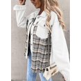 thumbnail image 3 of SHAR Women's denim jacket, long sleeve plaid button down shirt jacket, 3 of 5